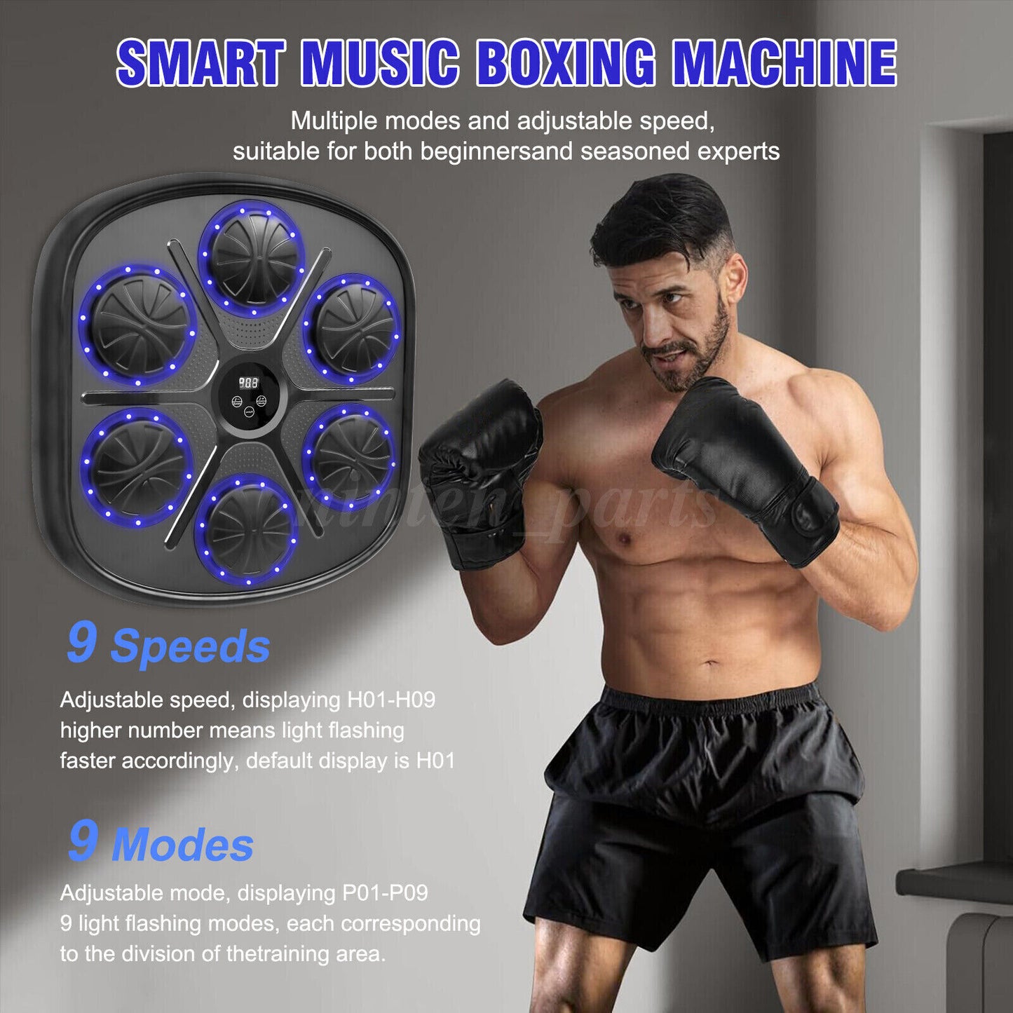 Machine de boxe musicale intelligente Entraîneur de boxe électronique avec gants